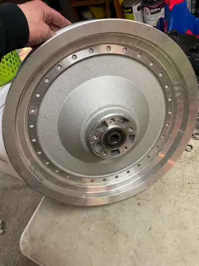 Used front FatBoy Centerline wheel. Wheel is in good shape for the most part. Has one spot that can...