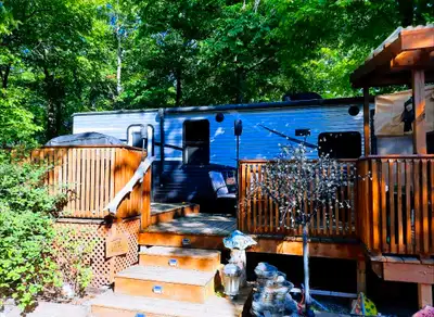 This well cared for park model trailer is located in a prime area of Shangri-La Family Campground on...