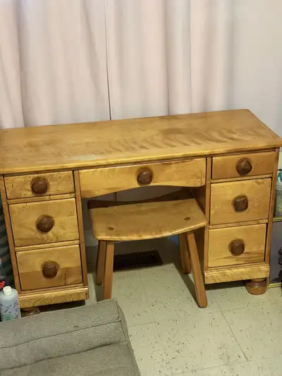 Solid Wood Vanity Desk with Stool, View more