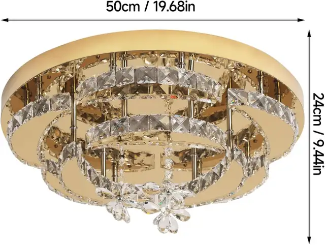 Modern Flush Mount Chandelier - 50CM Crystal Ceiling Light with in Indoor Lighting & Fans in Mississauga / Peel Region - Image 7
