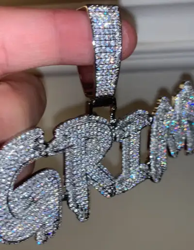 I make custom Moissanite VVS pendants prices very on fonts and letters!! Also on Facebook!!