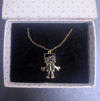 Women's Jewelry - NEW Gold Plated Black Moustache Robot Necklace