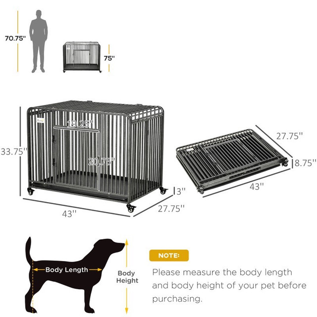 Heavy Duty Dog Crate, 43"W x 27.75"D x 33.75"H in Other in Markham / York Region - Image 2