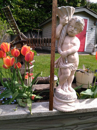 Vintage Cement Garden Ornament Painted 29 Inches High