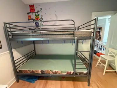 Ikea Metal Bunk Bed with 2 mattresses (Delivery available), View more