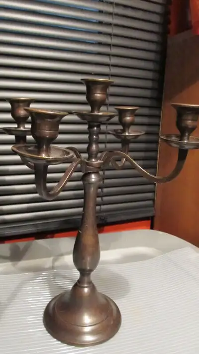 Gorgeous vintage brass candelabra 13" high., View more