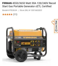 New firman generator 4550w 