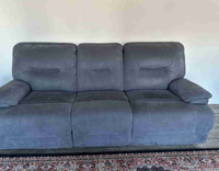 2 x Beau Faux Suede Power Reclining Sofa - Grey