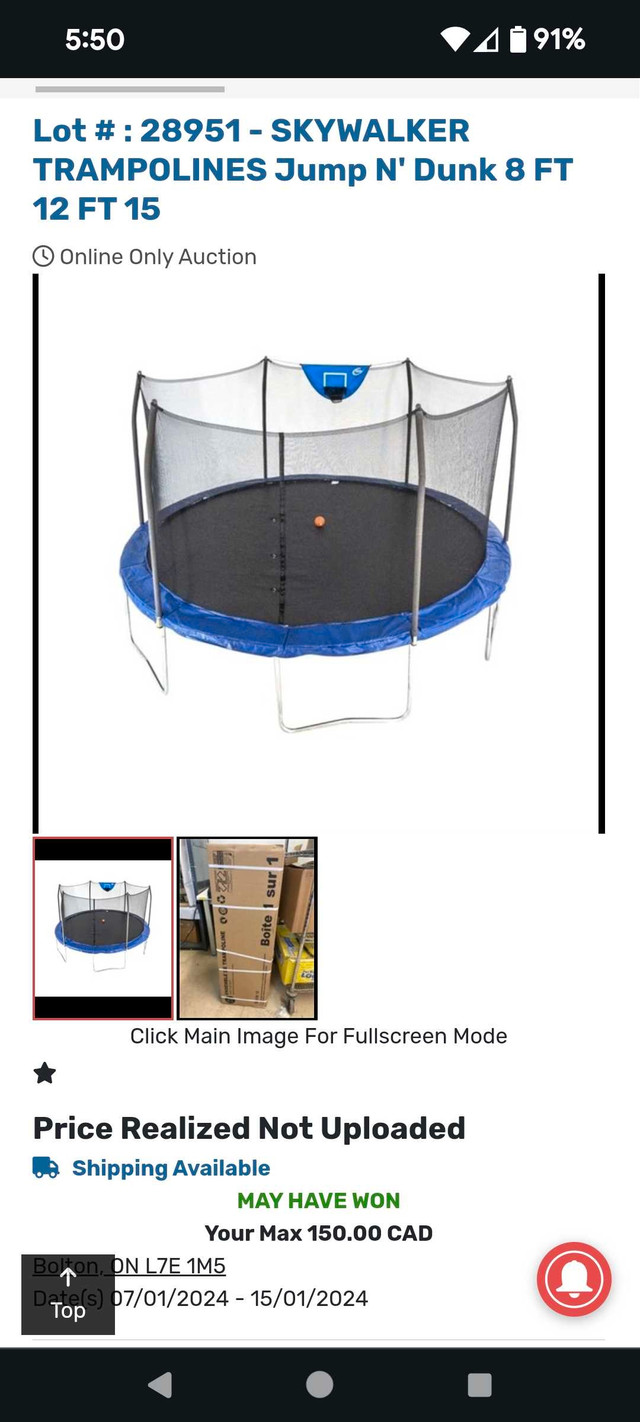 NEW-skywalker trampoline with basketball hoop. in Other in Hamilton