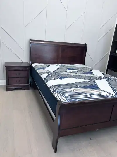Queen Size Bed and Bedtable, View more