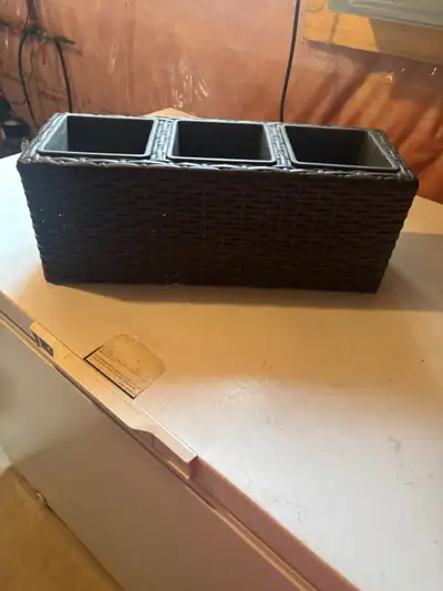 Small outdoor wicker planter, View more