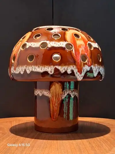Lampe champignons vintage en céramique de Maurice Chalvignac, View more
