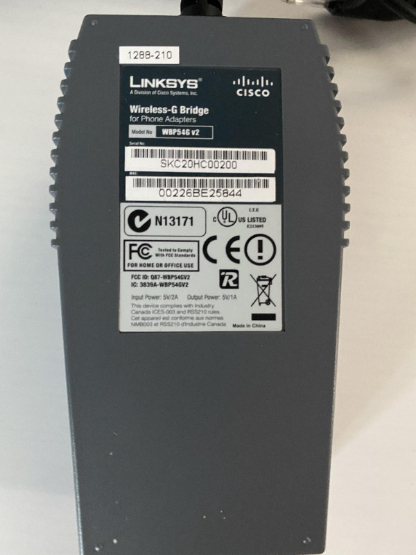 LINKSYS Wireless-G Bridge for Phone Adapters (WBP54G v2) in General Electronics in Ottawa - Image 2