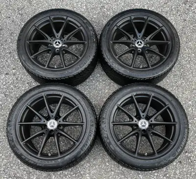 Wheels: Satin Black AMG 19 Inch OEM Fitment: MB E-Class E63s AMG (2017+) Quantity: 4 (Staggered Offs...