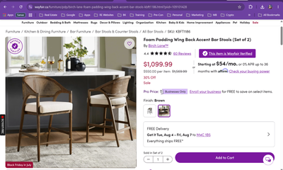 New Birch Lane Luxury Bar Stools (Set of 2) – $490, View more