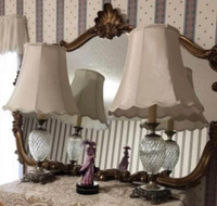 PAIR OF VINTAGE LAMPS (CRYSTAL & METAL & MARBLE BASE)