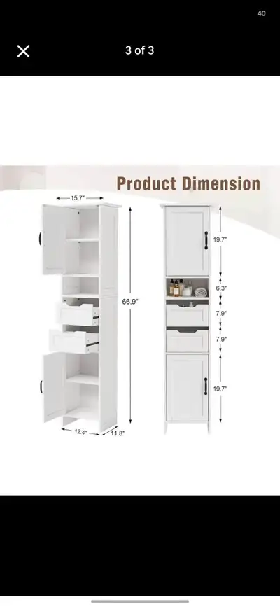 White bathroom storage cabinet, View more
