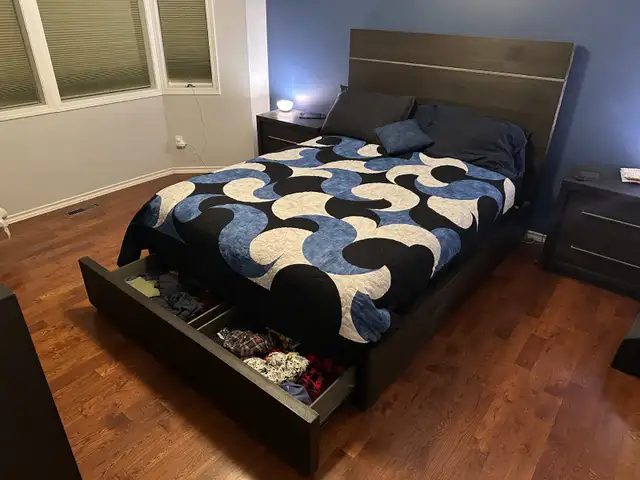 Queen Bed Frame with Storage Drawer in Beds & Mattresses in Kamloops - Image 3