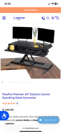 FlexPro Premier 40” Electric Corner Standing Desk Converter