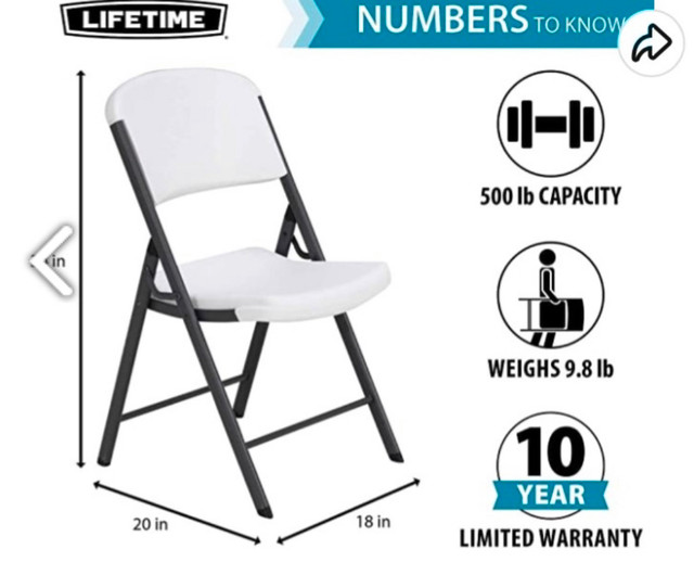 Lifetime folding chairs in Chairs & Recliners in St. Catharines - Image 3