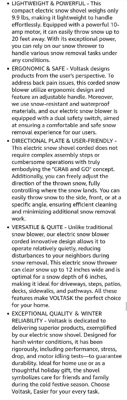 Voltask Snow Blower- Snow Shovel in Snowblowers in City of Toronto - Image 6