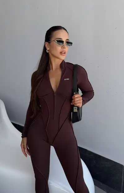 New jumpsuit catsuit BetterMe S in chocolate brown, View more