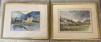 Set of 2 vintage genuine water colour paintings. 10 1/2”x8 1/2”.