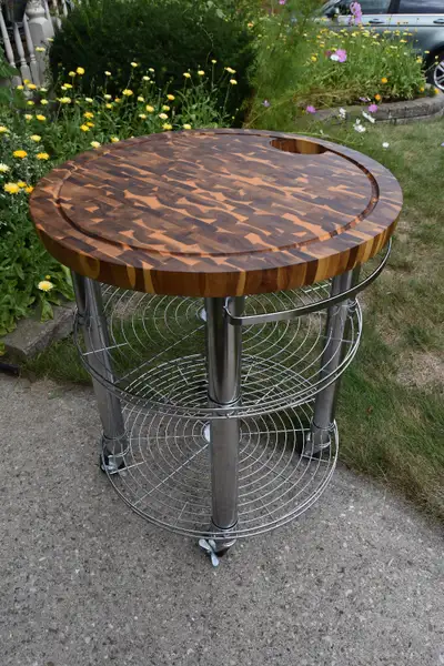 Kitchen Table Butcher Block Acacia Wood Portable with Casters, View more