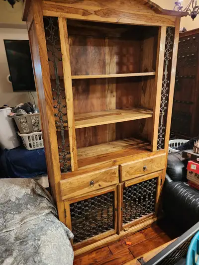 FREE DELIVERY Imported Wood and Wrought Iron Bookshelf, View more