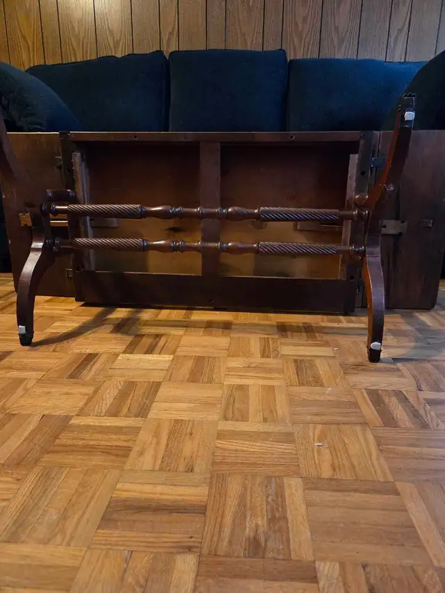 Unique antique Leather Topped Wood Coffee Table in Coffee Tables in City of Toronto - Image 11