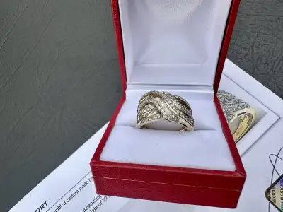 #717 - 10kt Gold, 1.00ct Multi Row Wave Diamond Ring, Size 7, View more