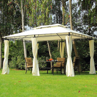 10' x 13' Patio Gazebo, Outdoor 2-Tiers Garden Canopy Yard Sunsh