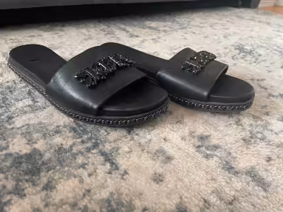 Karl Lagerfeld Original Flat Sandals Synthetic Black Women's Size 8.5 Retail full price: $200 If thi...