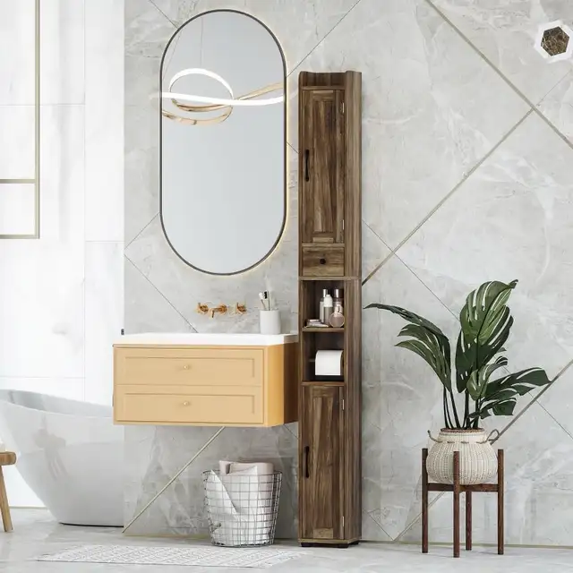 Narrow Bathroom Cabinet, Tall Bathroom Storage Cabinet with Barn in Bookcases & Shelving Units in Markham / York Region - Image 2