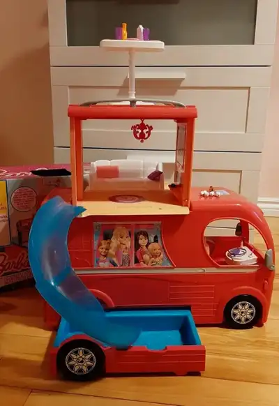 Barbie van pop up camper duplex vehicle transforming features kids toy doll new arrivals