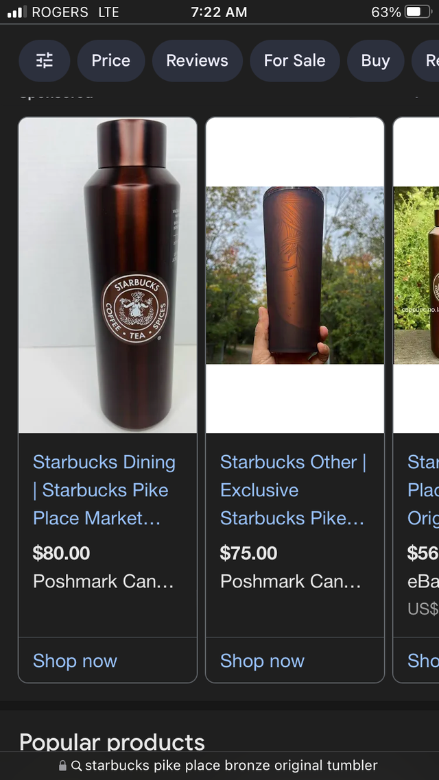 Starbucks Bronze First StoreTumbler Water Coffee Bottle in Arts & Collectibles in Richmond - Image 6