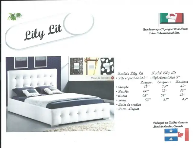 NEUF Lit plateforme simple a king (50 choix et+ tissu couleurs in Beds & Mattresses in City of Montréal - Image 2