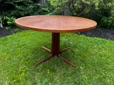 Danish teak oval extendable dining table, View more
