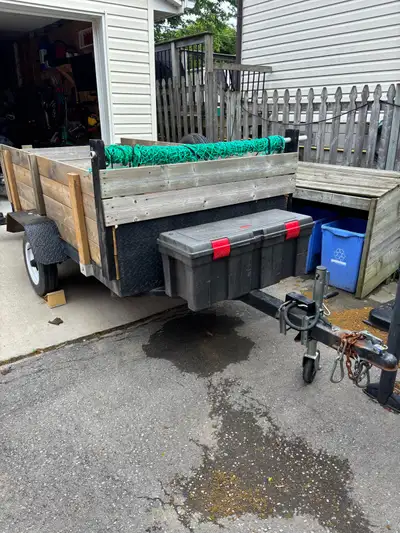 4x8 utility trailer, removable tailgate, steel floor, roller for tarp or netting, everything works a...