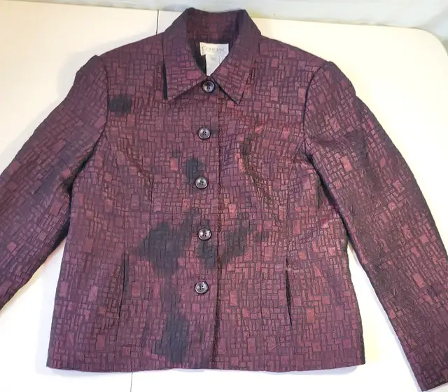Conrad C Collection Textured Metallic Button Up Blazer Jacket in Women's - Tops & Outerwear in Markham / York Region - Image 3