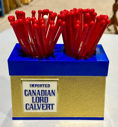 Vintage “Canadian Lord Calvert” Whisky Bar Display (Stir Sticks), View more