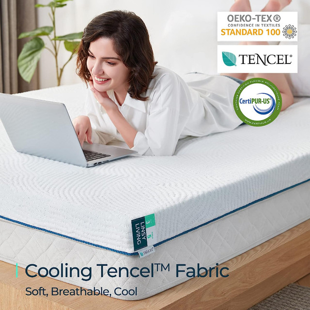 BRAND NEW LINSY LIVING 3 Inches Twin Memory Foam Mattress Topper in Beds & Mattresses in City of Toronto - Image 4