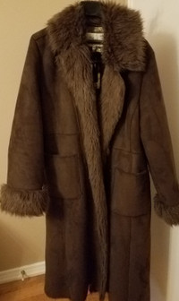 Hathaway Design Studio LONG Shear ling Faux Fur Coat Jacket