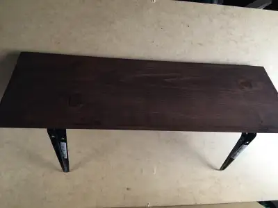 Wooden shelf with brackets, View more