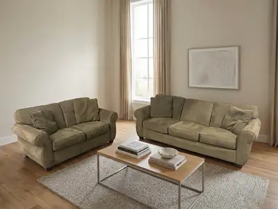 Free Delivery* Great condition sofa set 3 seater and love seat matching pillows Very comfortable No...