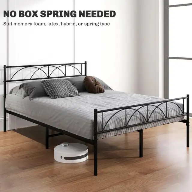 Steel slat Metal Full Platform Bed Frame with Headboard in Beds & Mattresses in Markham / York Region - Image 8