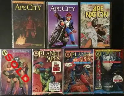 Comics can be picked up anytime at: 64273 AB-7, Aldersyde, AB T0L 1T0 Ape City #1 / 4 (1990) $ 10.00...