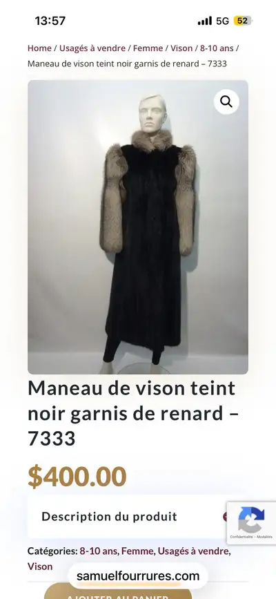 Manteau de fourrure de vison et renard pour femme, View more