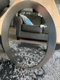 Oval silver metal mirror 