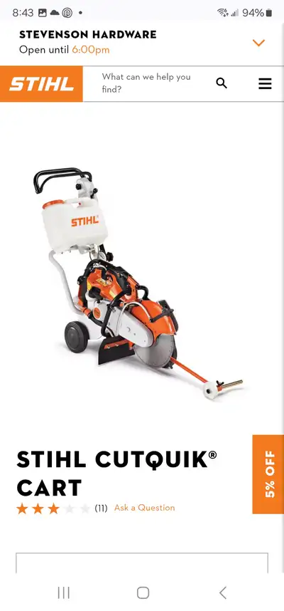 STIHL Cutquik® Cart Quick Cut Concrete Cement Saw W Watter Tank, View more